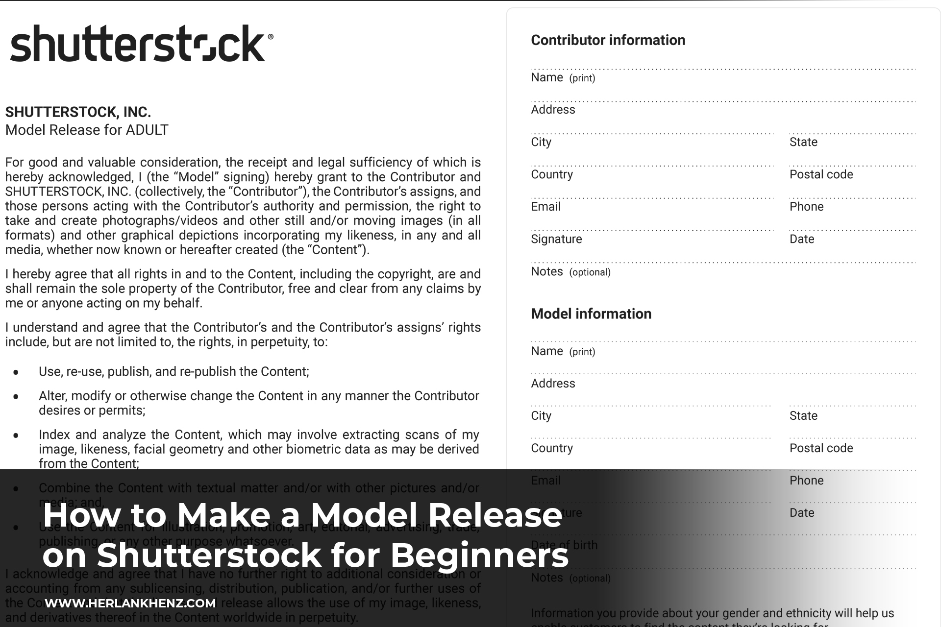 Cara Membuat Model Release di Shutterstock untuk Pemula